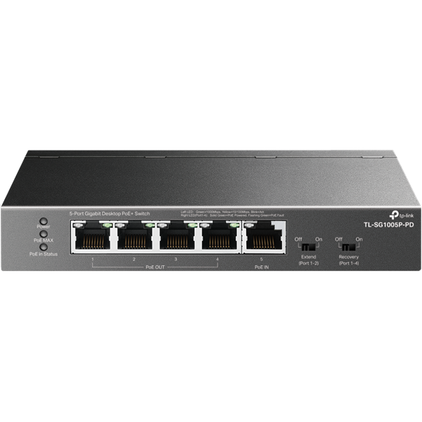 TP-LINK TL-SG1005P-PD 5-Port Gigabit Desktop PoE+ Switch
