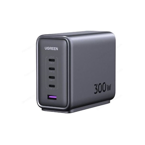 UGREEN Nexode asztali hálózati töltő, 5 port, GaN II. 4x USB-C, 1x USB-A, 300W, szürke