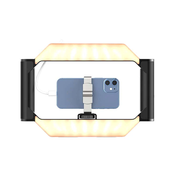 ULANZI U-rig, LED keret, telefon tartóval, 3 vakupapucs, bluetooth kioldó, 2500k-9000K, 5000mAh