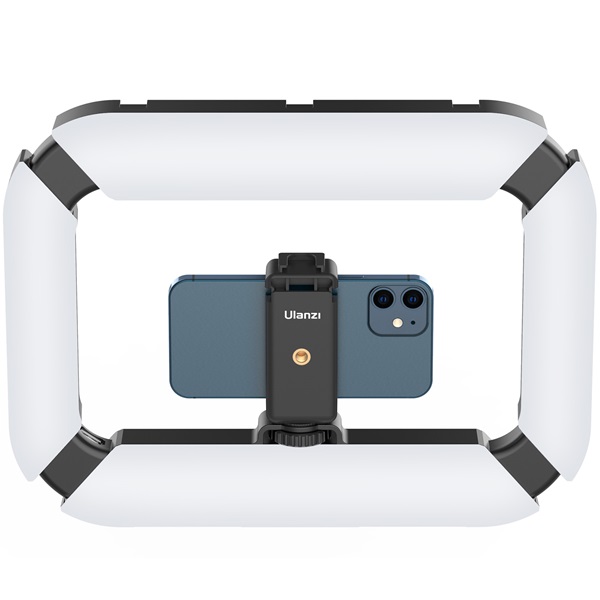 ULANZI U200 vlogger rig, beépített LED világítással, telefon tartóval, 3 vakupapucs csatlakozóval