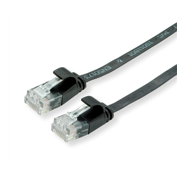 VALUE Patch kábel UTP CAT6a lapos kivitel 0,5m, fekete