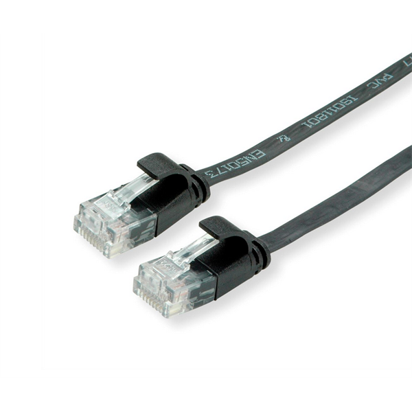 VALUE Patch kábel UTP CAT6a lapos kivitel 3m, fekete