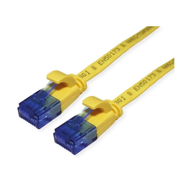 VALUE Patch kábel UTP CAT6a lapos kivitel, 0,5m, sárga