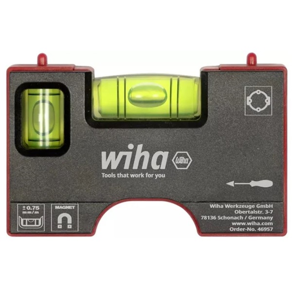 WIHA Mini vízmérték (zsebszintmérő) csatlakozóaljzatokhoz, mágneses, 80mm, Pocket, 46957