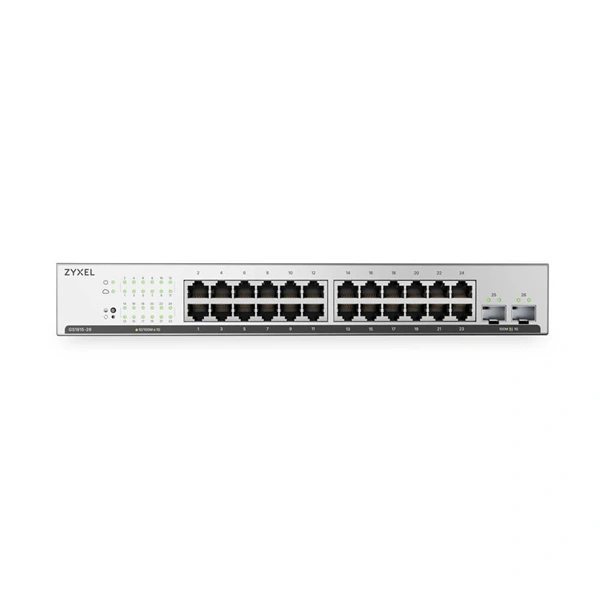 ZYXEL Switch 24x1000Mbps + 2xSFP, Fémházas, Menedzselhető, GS1915-26V2-EU0101F