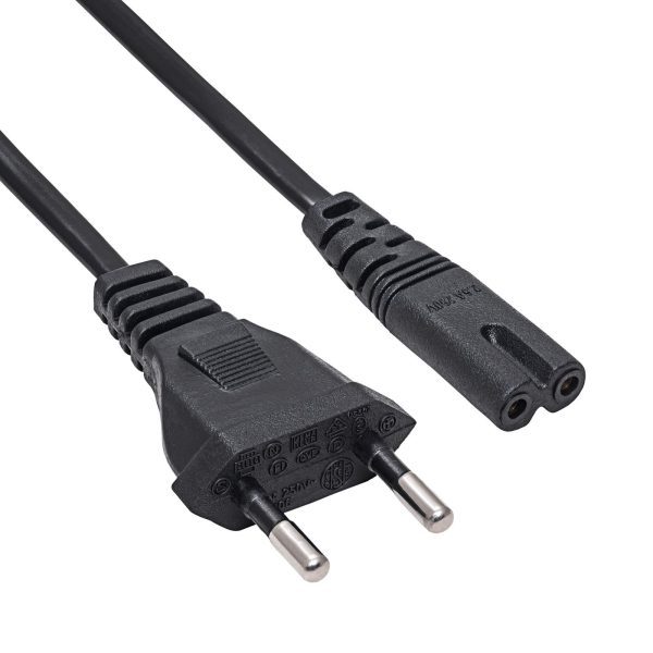Akyga kétpólusú / nyolc / piskóta tápkábel, fekete 0.5m - AK-RD-04A