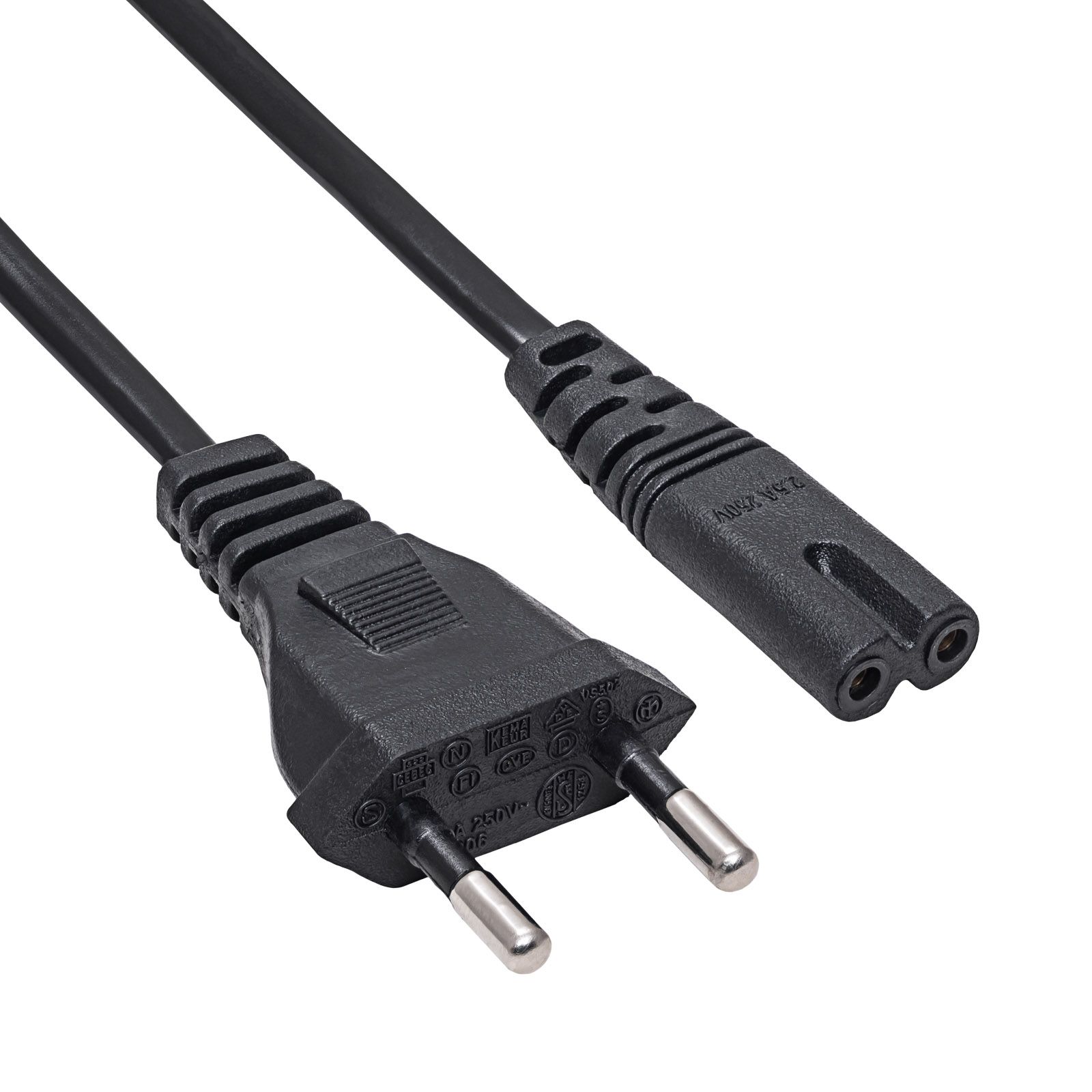 Akyga kétpólusú / nyolc / piskóta tápkábel, fekete 0.5m - AK-RD-04A