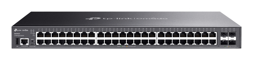 TP-LINK Switch 48x1000Mbps + 4x10Gbps SFP + 2xkonzol port, Menedzselhető, SG5452X