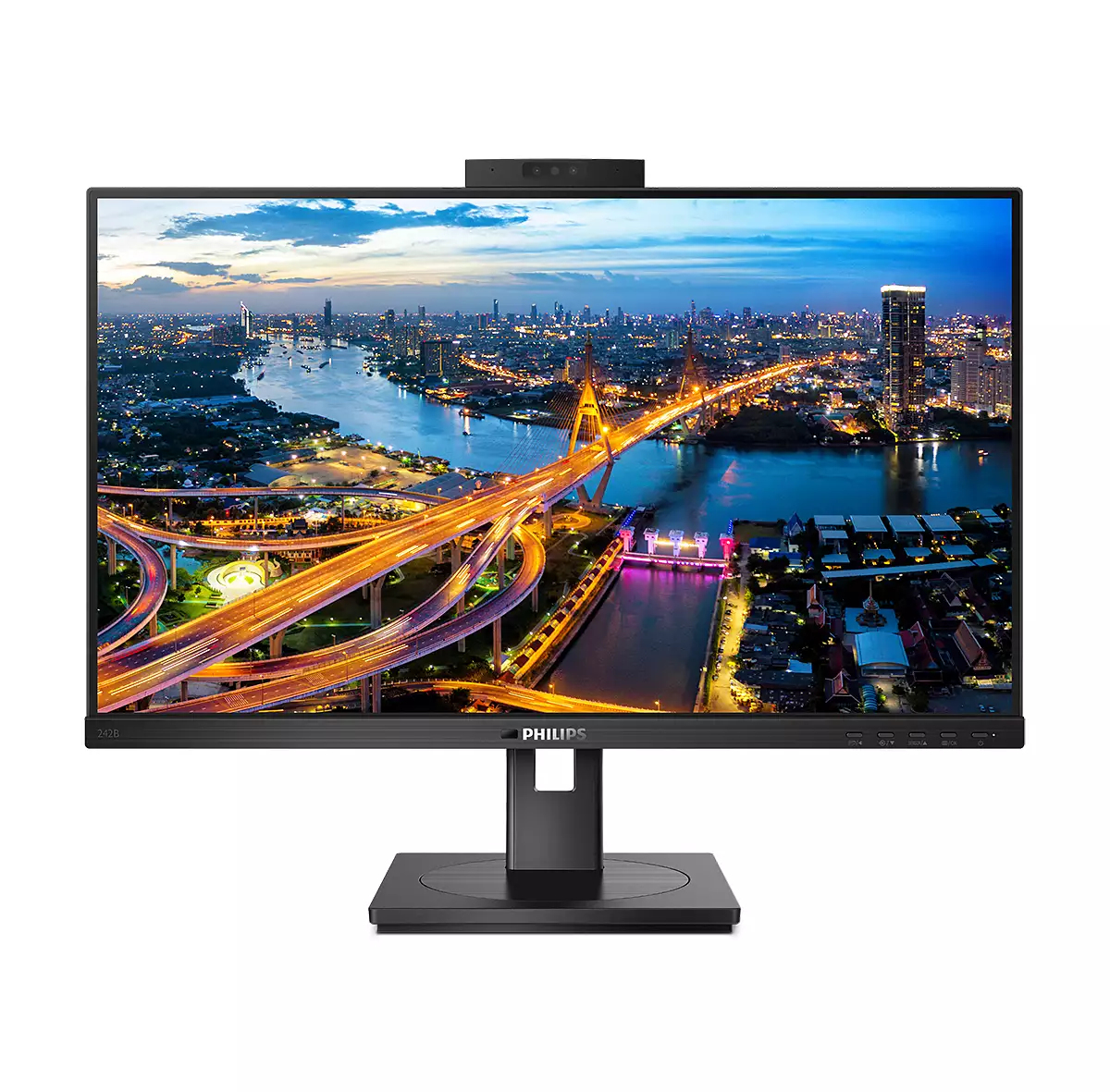 PHILIPS IPS monitor 23.8" 242B1H, 1920x1080, 16:9, 250cd/m2, 4ms, VGA/DVI-D/DP/HDMI/4xUSB, hangszóró&webkamera